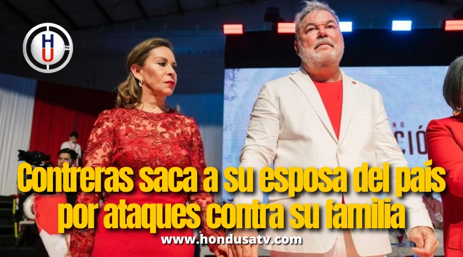 Contreras saca del país a su esposa y arma discurso frente a manifestación en SPS