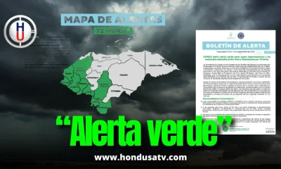 COPECO declara alerta verde por 72 horas en nueve departamentos de Honduras