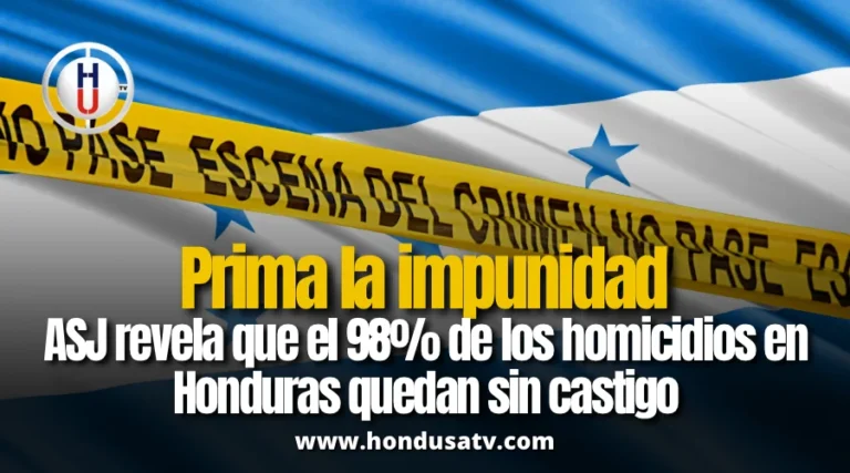 ASJ alerta sobre 98% de impunidad en homicidios en Honduras